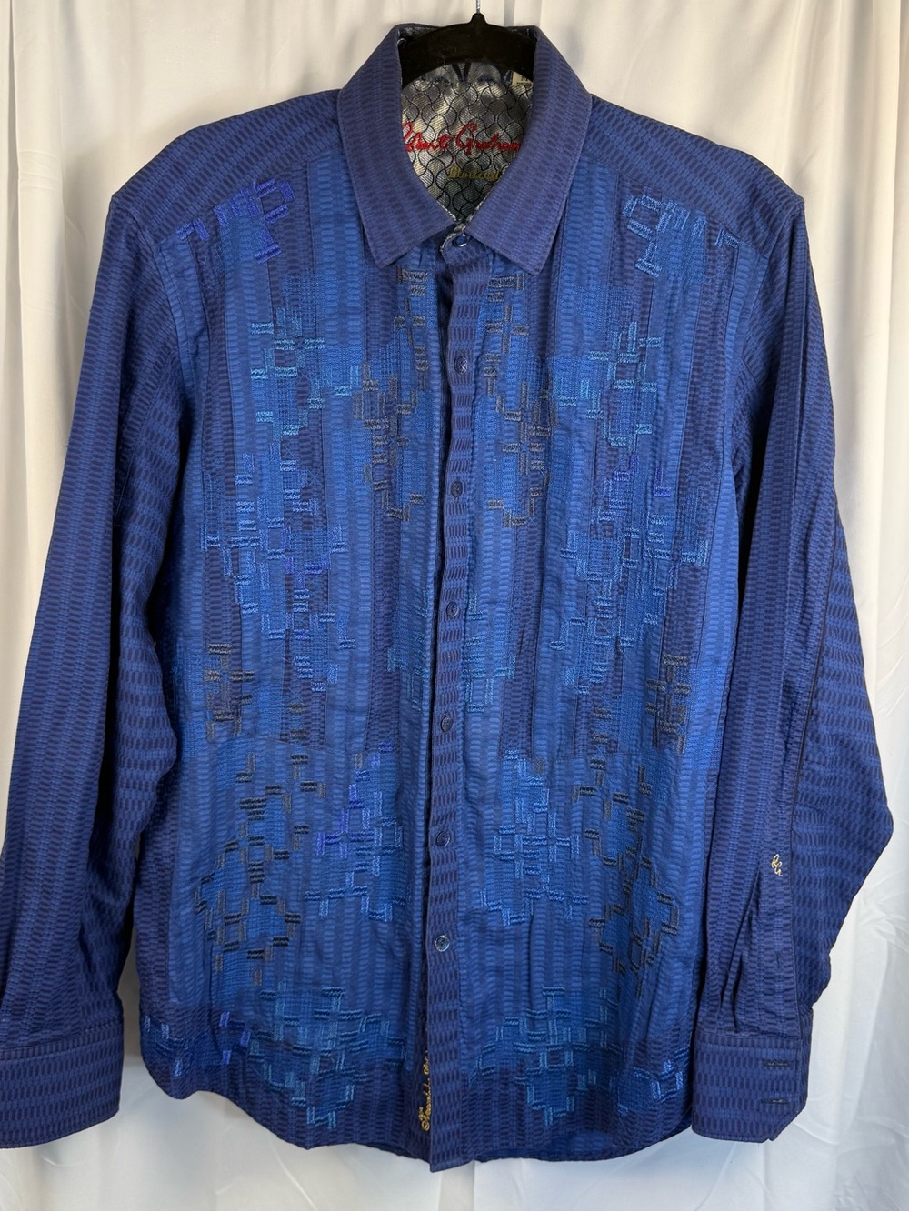 Robert Graham Limited Edition Men’s M Blue Embroidered Long Sleeve Shirt